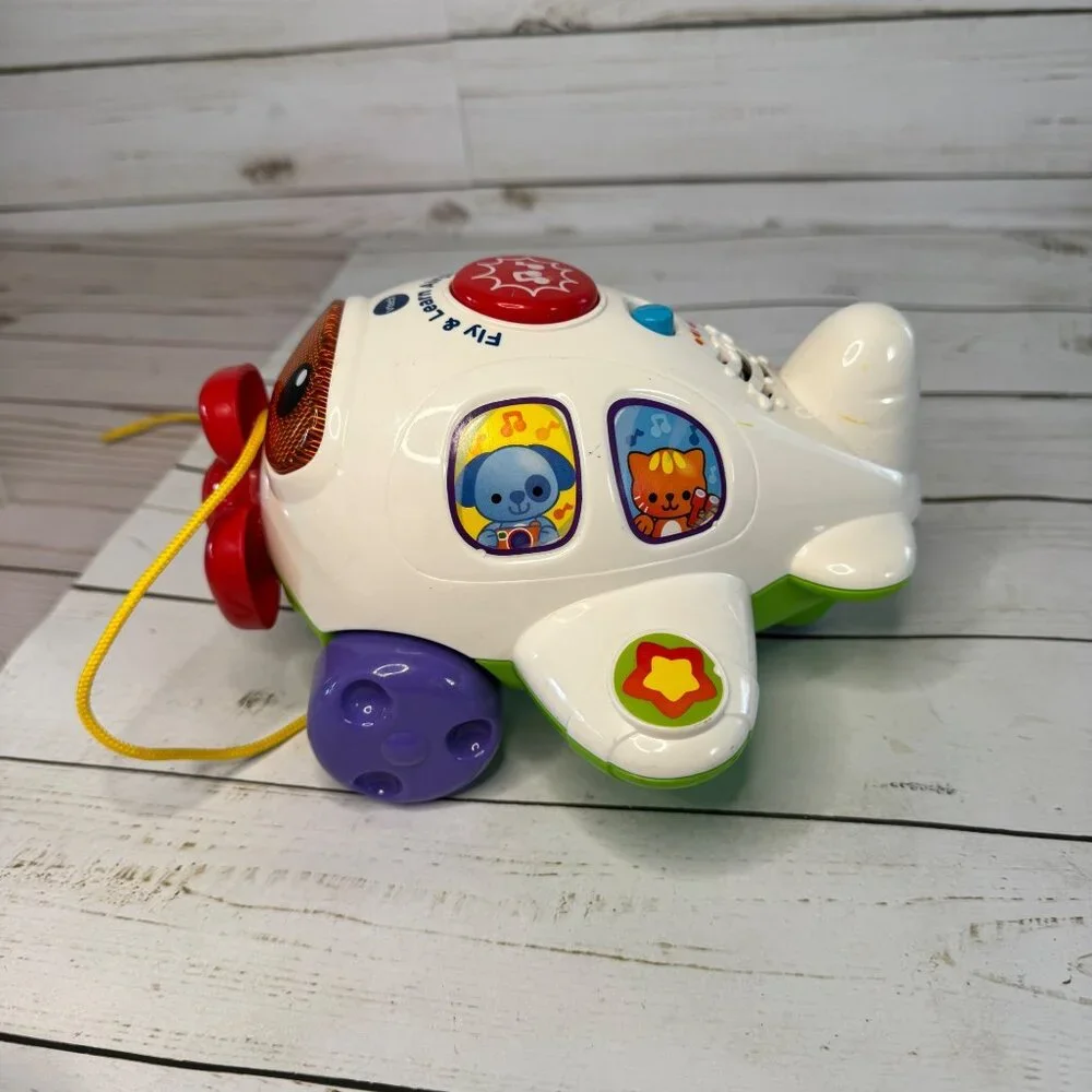 Vtech Fly & Learn Airplane Interactive Toy With Lights &‎ Sounds Pull Toy Works